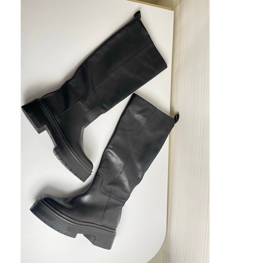 Sam Edelman Larina Tall Knee High Boot Waterproof Black Leather 6M 90s Edge Chic
